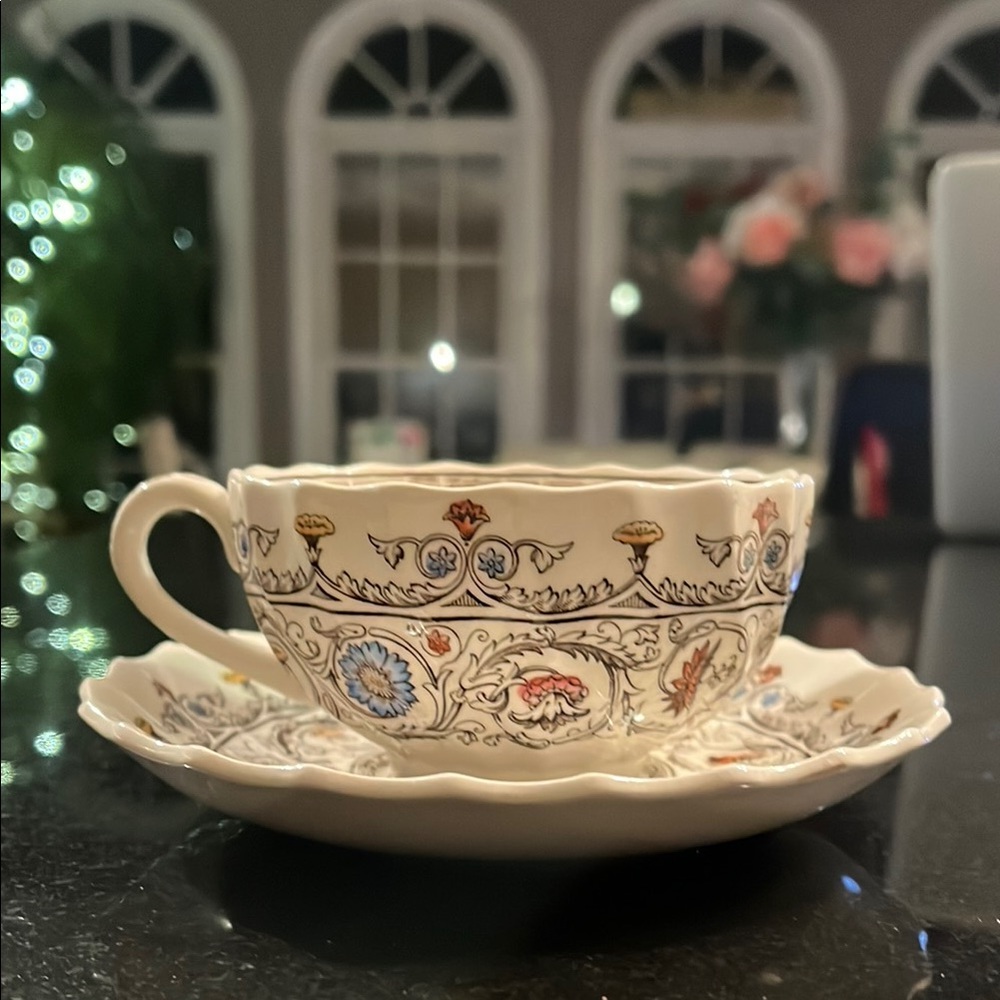 (1) Flat Cup & Saucer by Spode Copeland. .Pattern Florence.